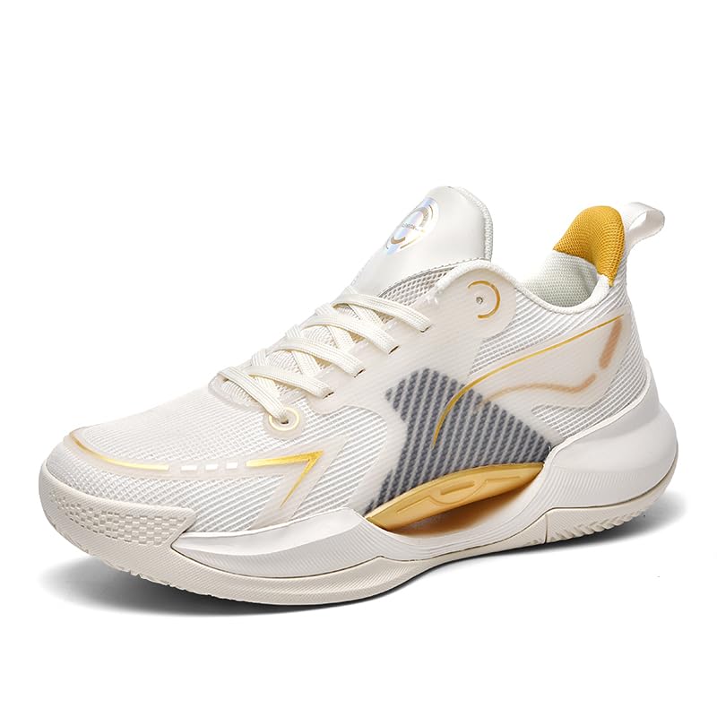 Bacury Women Basketball Shoes Fashion Athletic Sneakers Unisex Outdoor Sport Shoes Lightweight Volleyball Shoes Non Slip Basketball Shoes Yellow Size 10