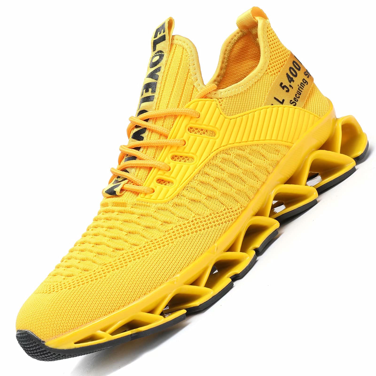 Chopben Mens Running Shoes Blade Non Slip Fashion Sneakers Breathable Mesh Casual Athletic Lightweight Walking Shoes Yellow 8