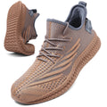 VNANV Mens Slip On Walking Shoes Fashion Running Sneakers - Lightweight Breathable Mesh Gym Tennis Comfortable Athletic Sneakers（7.5Sandy）