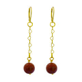 Brown Goldstone and Yellow Gold Vermeil Earrings, Heart Chain Earrings, Bloom Collection  | by nlanlaVictory-0