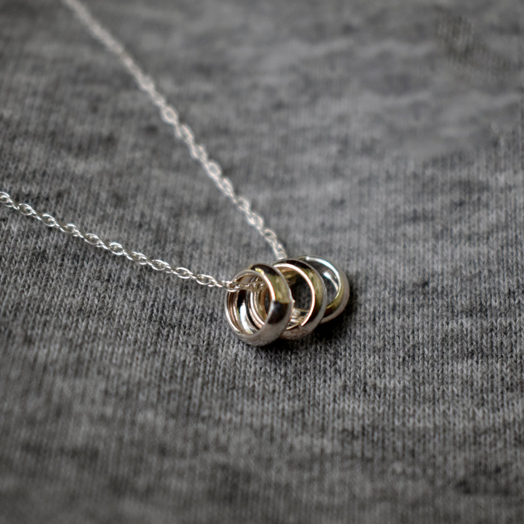 Triple unity sterling silver necklace-0